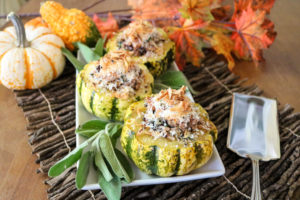 The Southern Coterie blog: "Roasted Acorn Squash Stuffed with Charleston Gold Rice Pirlau" by Danielle Wecksler of Plateful Solutions