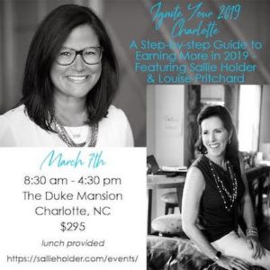 The Southern Coterie: Summit Alums we Spied in February 2019 – Sallie Holder and Louise Pritchard hosting an all-day workshop, “A Step-by-Step Guide to Earning More in 2019” in Charlotte, North Carolina on March 7th