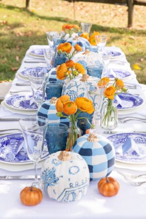 The Southern Coterie: Summit Alums we Spied in October 2019 - Mary Hollis Huddleston of Mrs. Southern Social and Cristin Cooper collaborate for a fall tablescape with other alums Susan Brown of For Pete's Sake Pottery and Gabrielle Rogers of The Preppy Stitch